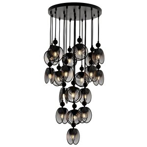 Av-4317-19bsy Siyah Boya Modern Avize E27 Metal 50 Cm