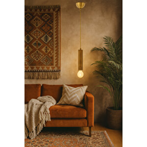 Avonni Av-1651-1e Eskitme Kaplama Modern Avize E27 Ahşap 6 Cm