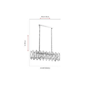 Av-4307-s30x90 Sarı Kaplama Klasik Avize E14 Metal Kristal 90x30 Cm