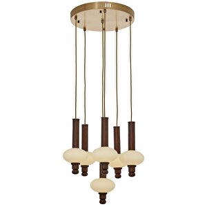 Av-5299-7et Eskitme Kaplama Modern Avize E27 Metal Ahşap 40 Cm