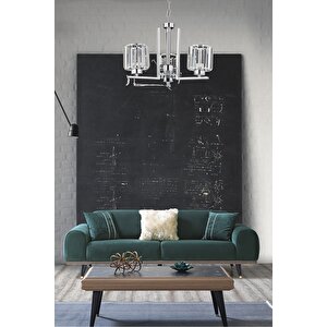 Av-7013-396-3k Krom Kaplama Modern Avize E27 Metal Kristal 50 Cm