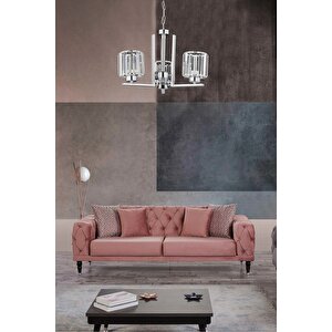 Av-7013-396-3k Krom Kaplama Modern Avize E27 Metal Kristal 50 Cm