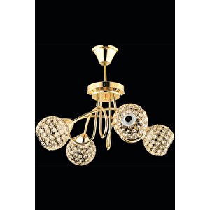 Av-7013-109-4s Gold Kaplama Modern Avize E27 Metal Cam 50 Cm