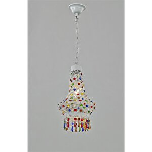 Av-5108-1b Beyaz Boya Klasik Avize E14 Metal Kristal 37 Cm