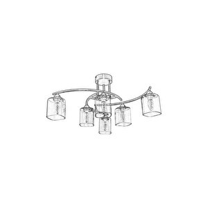 Av-1373-6e Eskitme Kaplama Modern Avize E14 Metal Cam 60 Cm