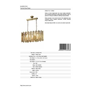 Avonni Av-65222-ym-e Eskitme Kaplama Modern Avize E14 Metal Kristal 65x22 Cm