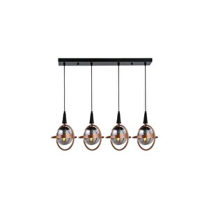 Av-1899-4y-bsy Siyah/bakır Boya/kaplama Modern Avize E14 Metal Cam 80x25 Cm