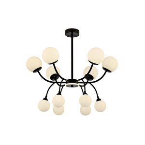 Av-1894-12bsy Siyah Boya Modern Avize G9 Metal Cam 85 Cm