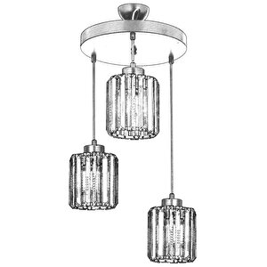 Av-65230-3t-bsy Siyah Boya Modern Avize E27 Metal Kristal 40 Cm