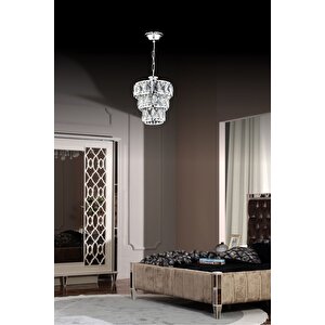 Av-7013-518-tk Krom Kaplama Modern Avize E27 Metal Kristal 21 Cm