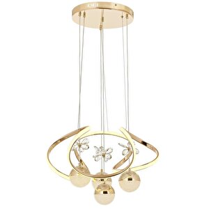 Av-5281-4s Sarı Kaplama Modern Avize Led Metal Cam 40 Cm