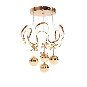 Av-7014-6162-6bkr-4tk Bakır Kaplama Modern Avize Led Alüminyum Silikon 48x48 Cm