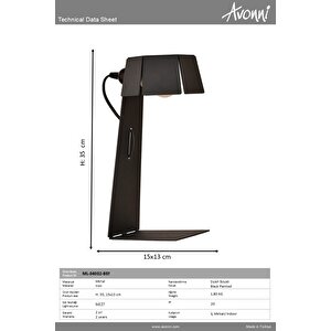 Ml-34002-bsy Siyah Boya Masa Lambası E27 Metal 13x15 Cm