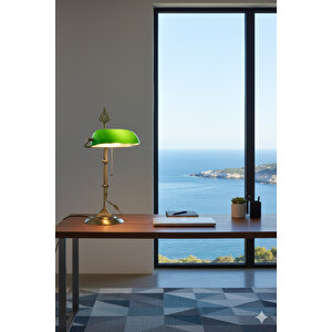 Ml-9063-green Eskitme Kaplama Masa Lambası E27 Metal Cam 30x20 Cm