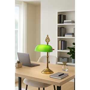 Ml-9063-green Eskitme Kaplama Masa Lambası E27 Metal Cam 30x20 Cm
