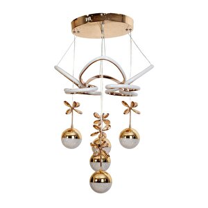 Av-7014-6160-8bkr-5tk Bakır Kaplama Modern Avize Led Alüminyum Silikon 55x55 Cm