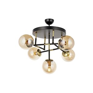 Av-4331-5t-bsy Siyah Boya Modern Avize E27 Metal Cam 40 Cm