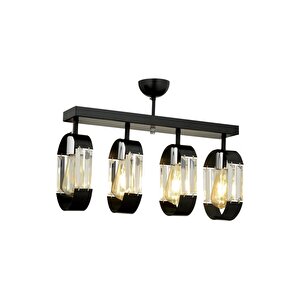 Av-7013-380-4s-bsy Siyah Boya Modern Avize E27 Metal Kristal 40x12 Cm