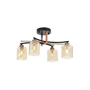 Ar-1867-4bsy Siyah Boya Modern Avize E27 Metal Cam 58x30 Cm