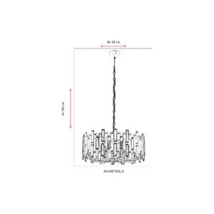 Av-4307-e50 Eskitme Kaplama Klasik Avize E14 Metal Kristal 50 Cm