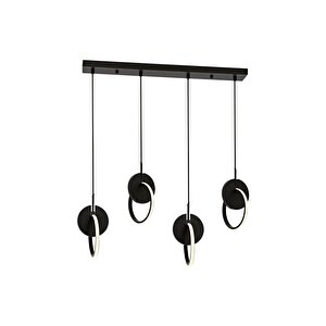 Av-1874-4y-bsy Siyah Boya Modern Avize Led Metal Ahşap 80x12 Cm