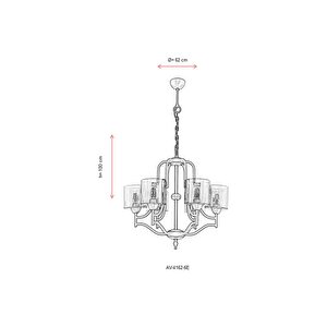 Avonni Av-4162-6e Eskitme Kaplama Modern Avize E27 Metal Cam 62 Cm