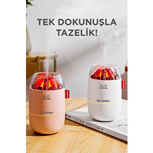 Hava Nemlendiricisi Buhar Makinesi Led Işıklı Odun Ateşi Efektli 280 Ml H16 Pembe