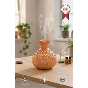Hava Nemlendiricisi Led Işıklı Flower Ultrasonik 300 Ml H15 Ahşap