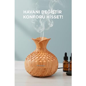 Hava Nemlendiricisi Led Işıklı Flower Ultrasonik 300 Ml H15 Ahşap