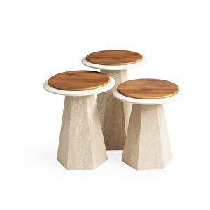 Bohem Ece Zi̇gon Sehpa, Ekru-cevi̇z