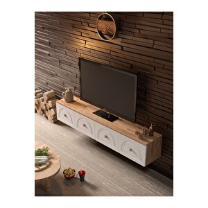 Bohem Şık 180 Cm 4 Kapaklı Mdf Kapak Duvar Tv Ünitesi, Model 3 Model 3 Atlantik Çam