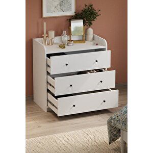 3 Çekmeceli Şifonyer 6 Bölmeli Şifonyer Dolap Yatak Odası Dolabı Begüm Beyaz