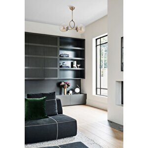 Av-7013-452-2e Eskitme/siyah Kaplama Modern Avize E27 Metal Cam 43 Cm