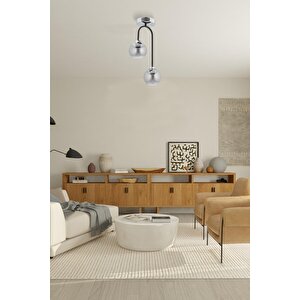 Av-7013-450-2k Krom/siyah Kaplama Modern Avize E27 Metal Cam 27 Cm