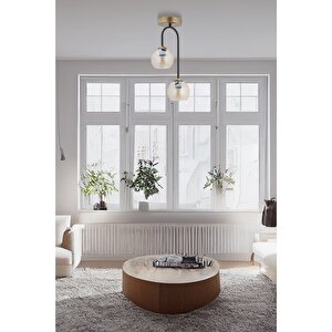 Av-7013-450-2e Eskitme/siyah Kaplama Modern Avize E27 Metal Cam 27 Cm