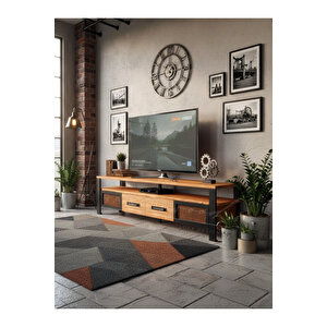 Iron Doğal Ahşap Çekmeceli̇ Tv Üni̇tesi̇ - 220cm 220 cm