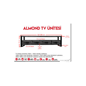 Deryawood Almond Doğal Ahşap Çekmeceli̇ Tv Üni̇tesi̇ - 220cm