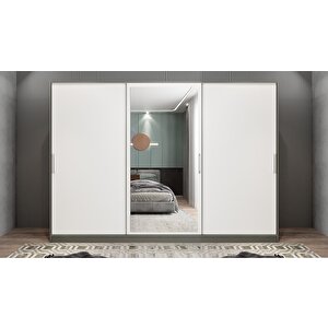 Işıltı Sürgülü Gardırop Antrasit&beyaz G.r.i_6_180cm 180 cm