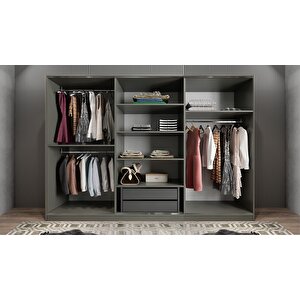 Işıltı Sürgülü Gardırop Antrasit&beyaz G.r.i_6_180cm 180 cm