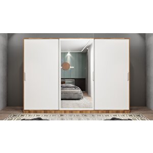Işıltı Sürgülü Gardırop Ceviz&beyaz G.r.i_8_208cm 208 cm