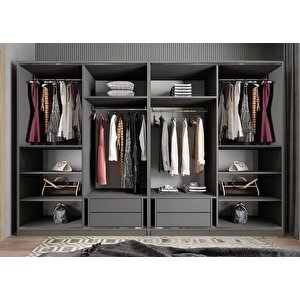 Yıldız Sürgülü Gardırop Antrasit&beyaz G.r.y_7_320cm 320 cm