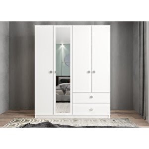 Harika Dört Kapaklı Gardırop Bayaz G.d.h_1_140cm 140 cm