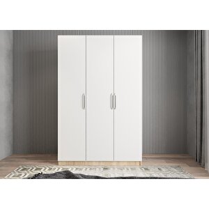 Bar Üç Kapaklı Gardırop Meşe&beyaz G.u.b_7_135cm 135 cm
