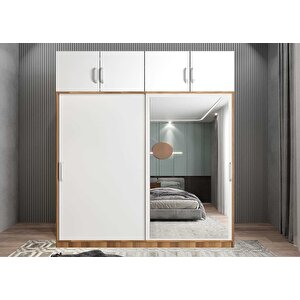 Süper Sürgülü Gardırop Ceviz&beyaz G.r.s_7_140cm 140 cm