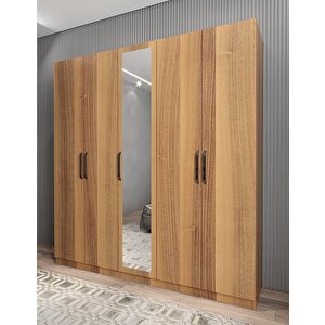Bar Beş Kapaklı Gardırop Ceviz G.b.l_3_200cm 200 cm