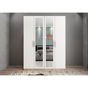 Trend Dört Kapaklı Gardırop Meşe&beyaz G.d.t_9_160cm 160 cm