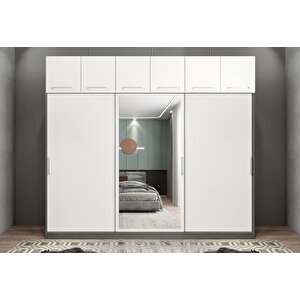 Zirve Sürgülü Gardırop Antrasit&beyaz G.r.z_6_240cm 240 cm