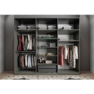 Zirve Sürgülü Gardırop Antrasit&beyaz G.r.z_6_208cm 208 cm