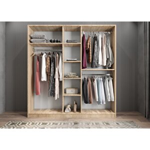 Eko Bar Beş Kapaklı Gardırop Meşe G.b.e_6_200cm 200 cm