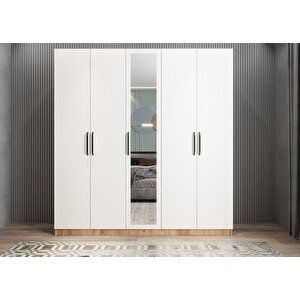 Bar Beş Kapaklı Gardırop Çam&beyaz G.b.l_9_200cm 200 cm